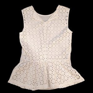 Ann Taylor White Eyelet Sleeveless Popover Top Size 2P